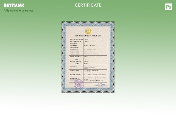 Модерен стил во Авганистан, шаблон за ПСД од Украина за смртен рекорд од витално